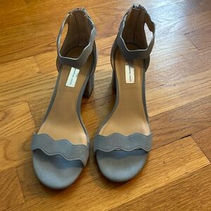 INC block heel suede open toe shoes